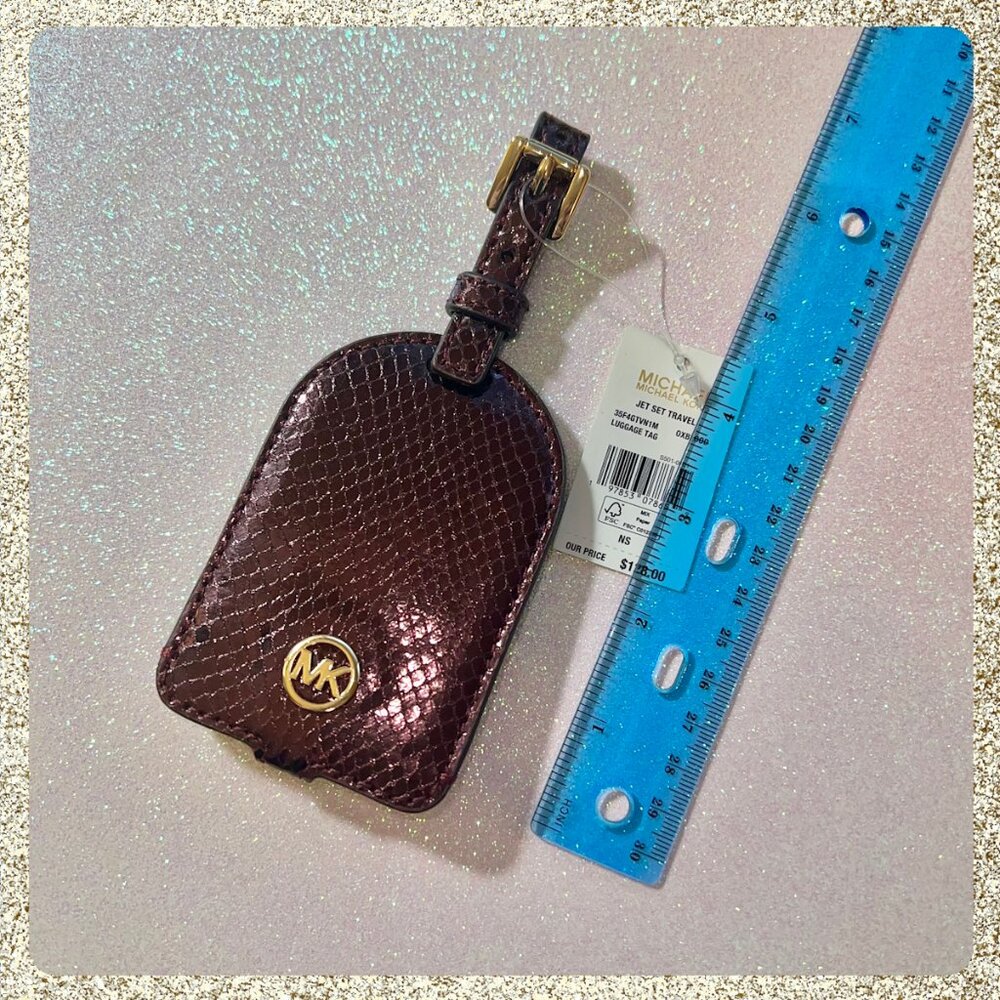 NWT Michael Kors Luggage Tag Oxblood - Picture 3 of 8